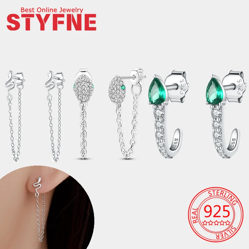Earrings 925 sterling silver for Women Green snake Women's Fashion Earrings for Jewelry Gifts
Earrings 925 sterling silver for Women Green snake Women's Fashion Earrings for Jewelry Gifts