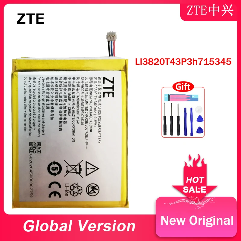 Battery for ZTE Grand S Flex MF910 MF910S MF910L MF920 S MEGAFON MR150-2 MR150-5 MTC 835F, New and Original, LI3820T43P3h715345
Battery for ZTE Grand S Flex MF910 MF910S MF910L MF920 S MEGAFON MR150-2 MR150-5 MTC 835F, New and Original, LI3820T43P3h715345
