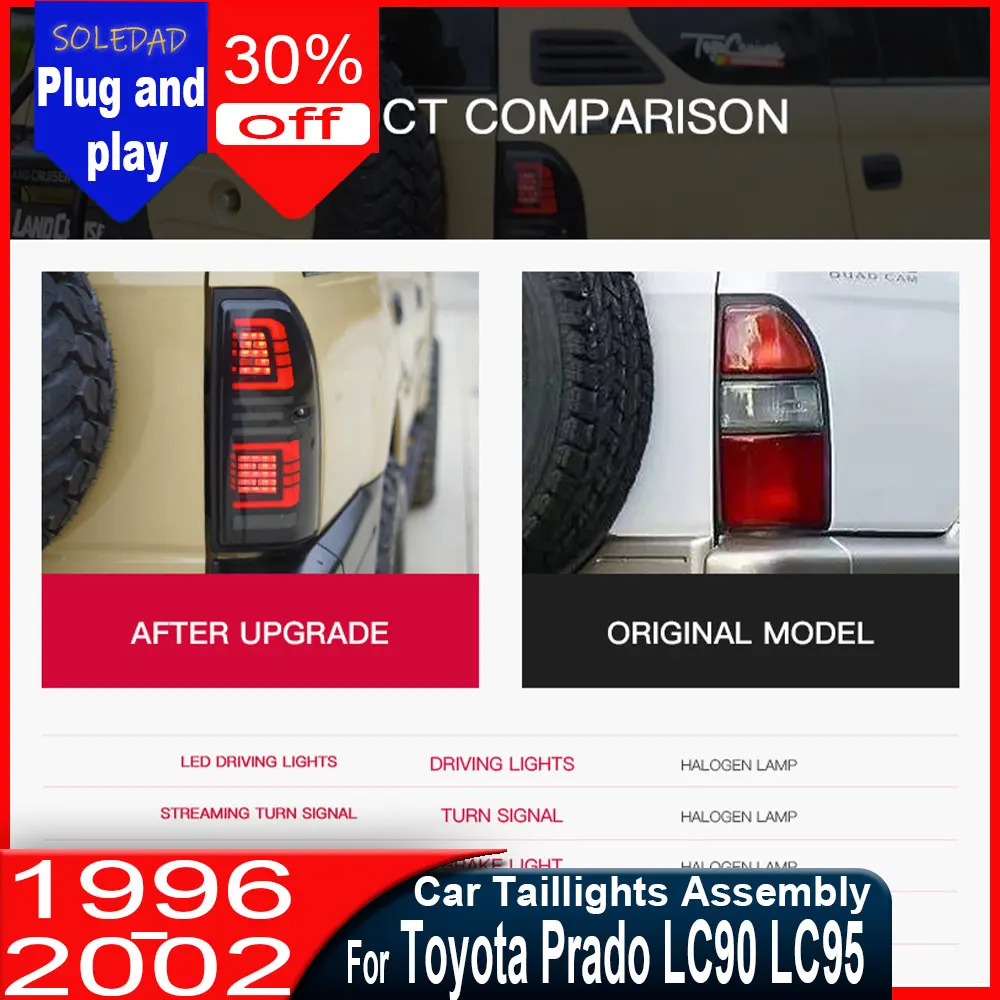 Car LED Taillight For Toyota Prado LC90 LC95 1996 1997 1998 1999 2000 2001 2002 Rear Running Light Brake Reverse Turn Signal
Car LED Taillight For Toyota Prado LC90 LC95 1996 1997 1998 1999 2000 2001 2002 Rear Running Light Brake Reverse Turn Signal