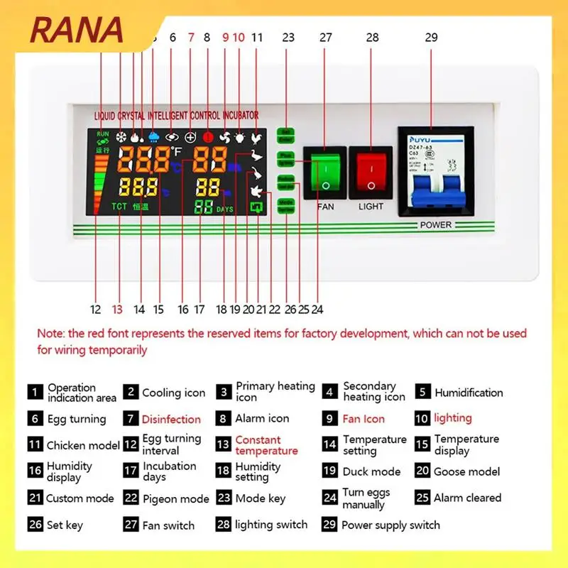 RANA Digital Temperature Incubator Thermostat 5 Modes Digital Temperature Humidity Incubator Controller AC110V-220V
RANA Digital Temperature Incubator Thermostat 5 Modes Digital Temperature Humidity Incubator Controller AC110V-220V