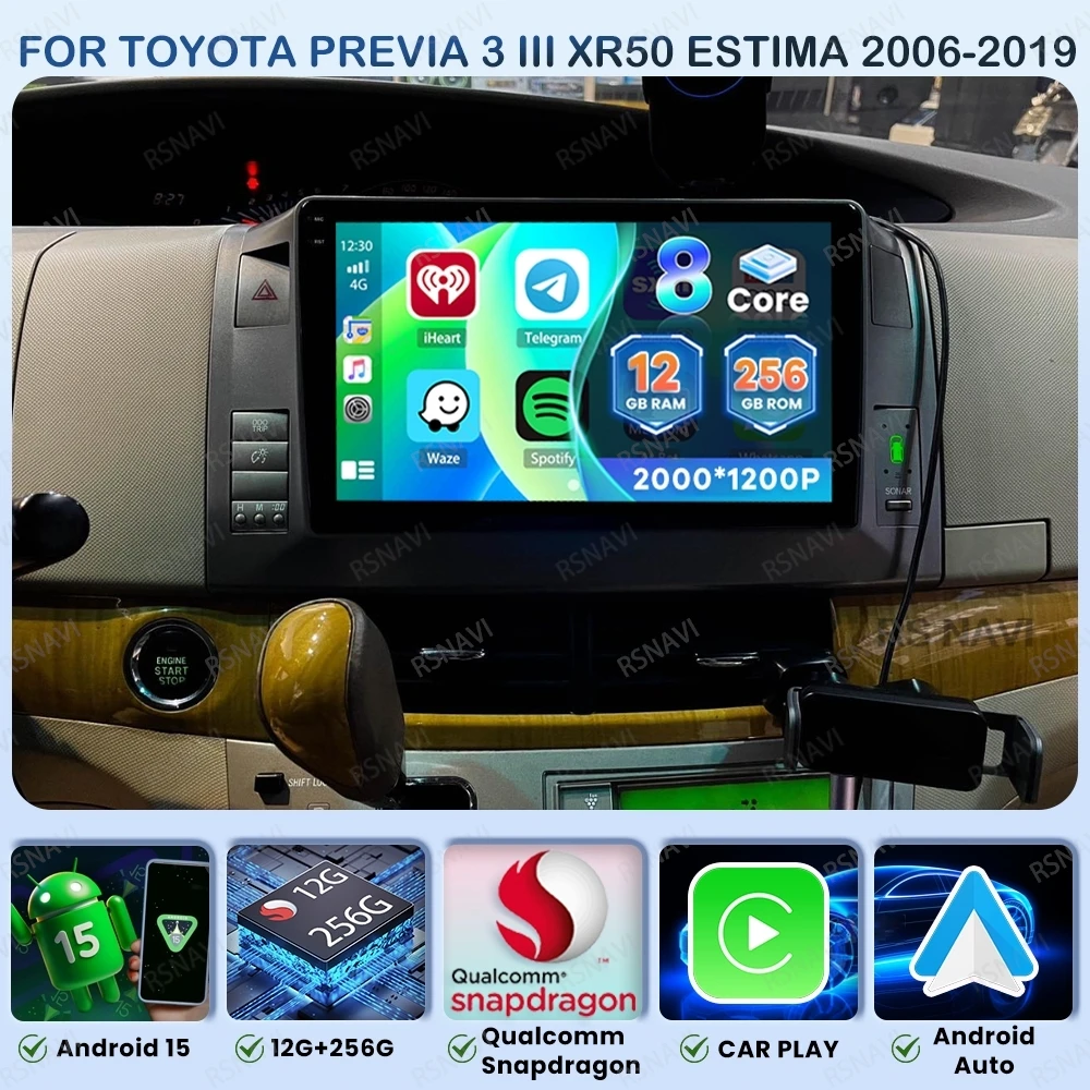 Автомобильное радио Android 15 для Toyota Previa 3 III XR50 Estima 2006-2019 4G LTE, головное устройство, мультимедийное стерео DSP 5G WIFI BT DVD QLED
Автомобильное радио Android 15 для Toyota Previa 3 III XR50 Estima 2006-2019 4G LTE, головное устройство, мультимедийное стерео DSP 5G WIFI BT DVD QLED