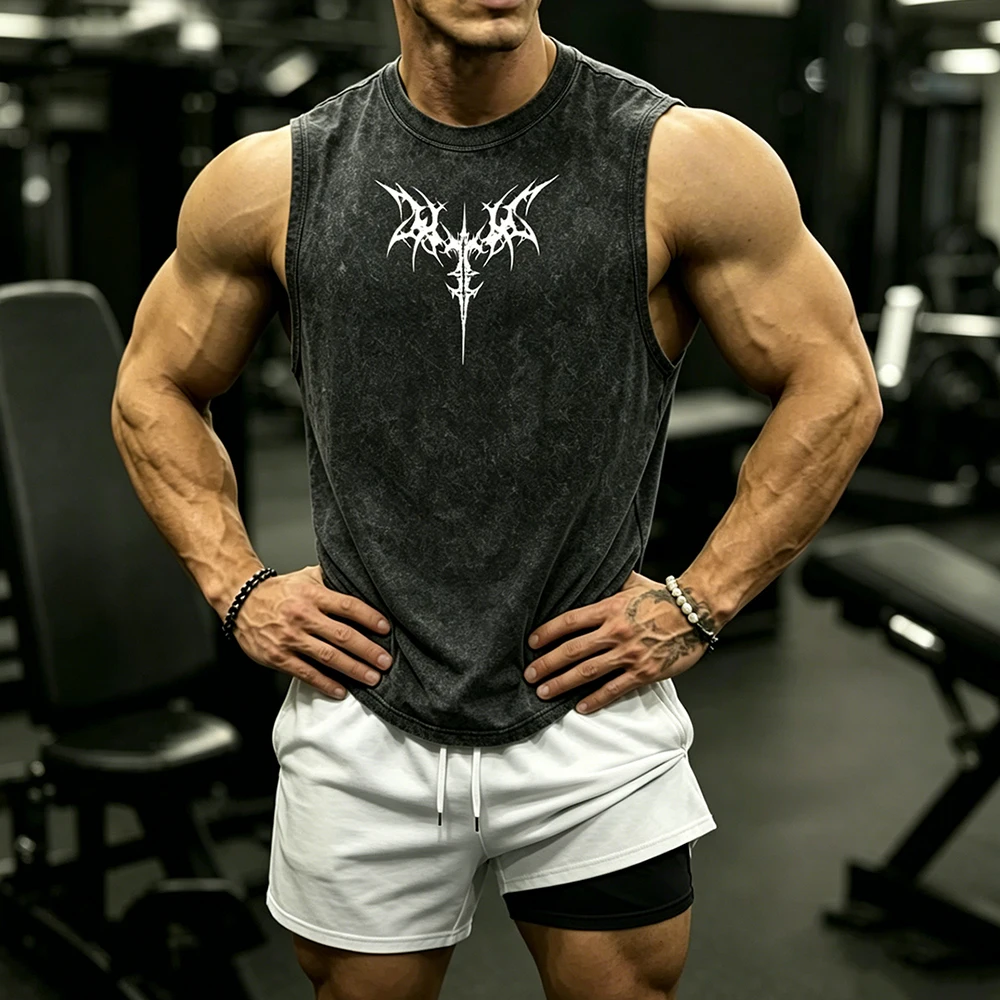 Men's Casual Vintage Washed Sleeveless Tank Top + Double Layer Swim Shorts Set with Compression Liner Pocket Gothic Tribal Print
Men's Casual Vintage Washed Sleeveless Tank Top + Double Layer Swim Shorts Set with Compression Liner Pocket Gothic Tribal Print