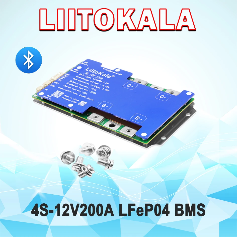 LiitoKala 4S-12V200A-BMS with Bluetooth 4 series 12V lithium iron phosphate battery protection plate
LiitoKala 4S-12V200A-BMS with Bluetooth 4 series 12V lithium iron phosphate battery protection plate