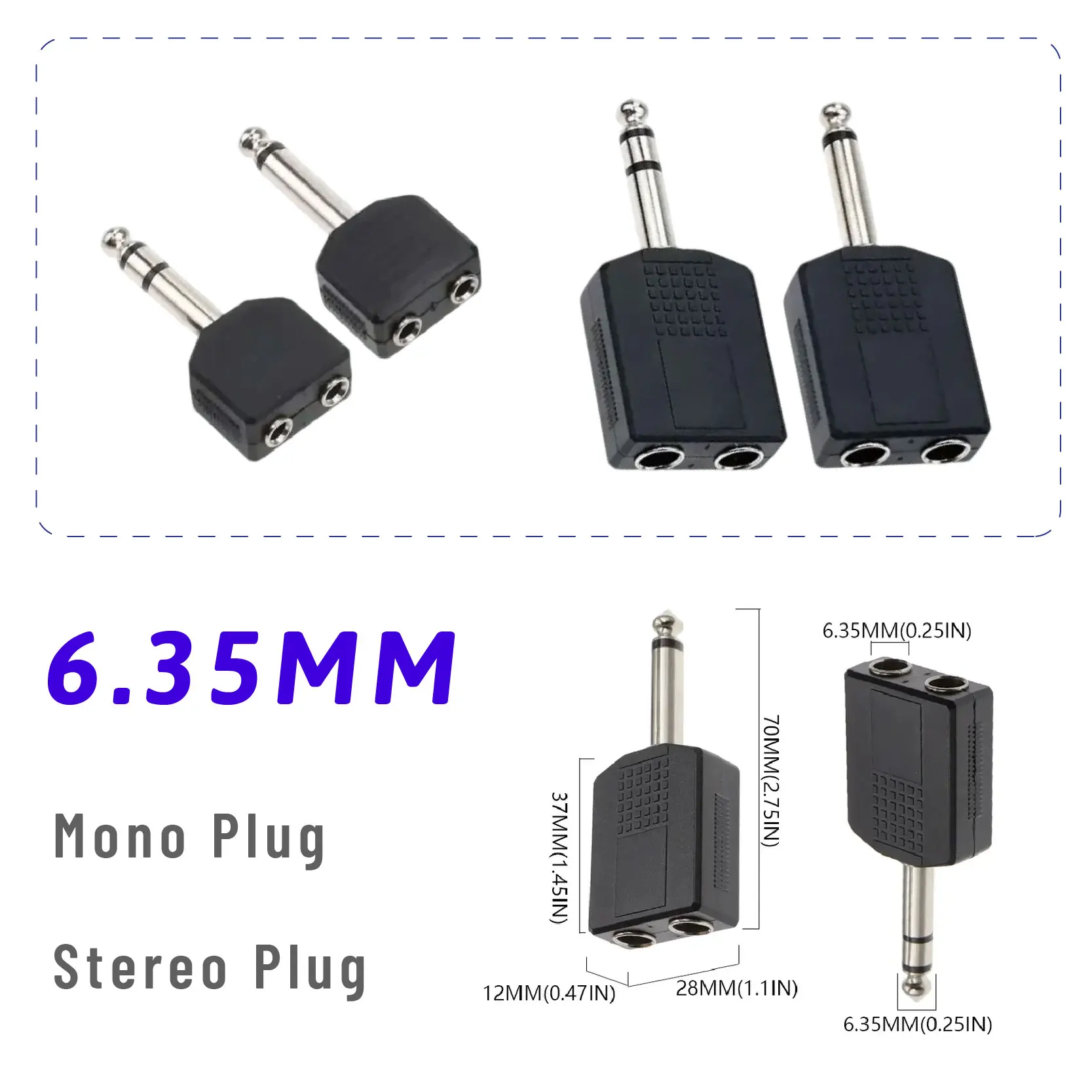 Y-образный разветвитель 6,35 мм на 6,35/3,5 мм кабель стерео/моно штекер на два гнезда аудиоадаптер
Y-образный разветвитель 6,35 мм на 6,35/3,5 мм кабель стерео/моно штекер на два гнезда аудиоадаптер