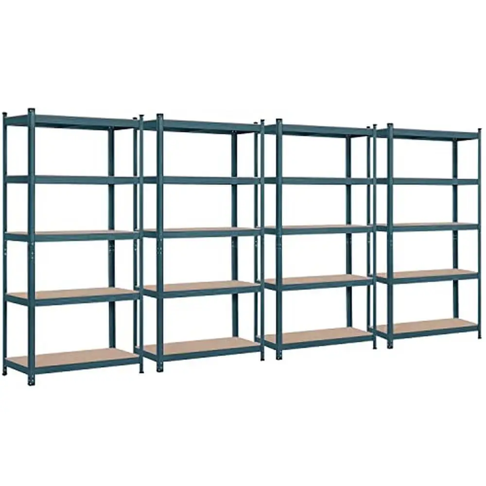 5 Tier Heavy Duty Adjustable Storage Shelf Unit Garage Basement Solid Steel Construction Boltless Assembly Anti-Skid Pads Wide
5 Tier Heavy Duty Adjustable Storage Shelf Unit Garage Basement Solid Steel Construction Boltless Assembly Anti-Skid Pads Wide