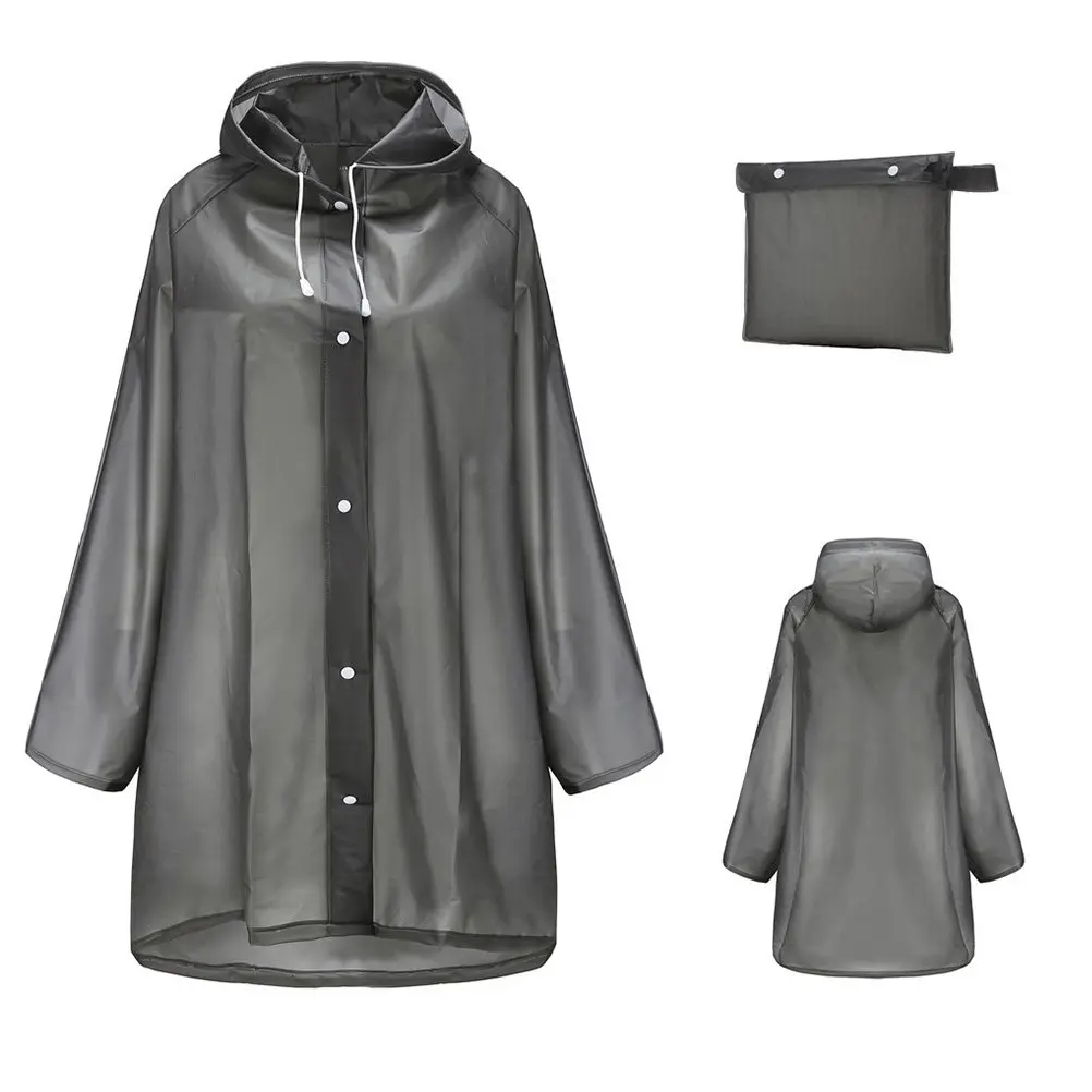 Waterproof Reusable Raincoat M Size Translucent Black Eva Rain Poncho Hood Elastic Sleeve Outdoor Hiking Camping Adult Rainwear
Waterproof Reusable Raincoat M Size Translucent Black Eva Rain Poncho Hood Elastic Sleeve Outdoor Hiking Camping Adult Rainwear