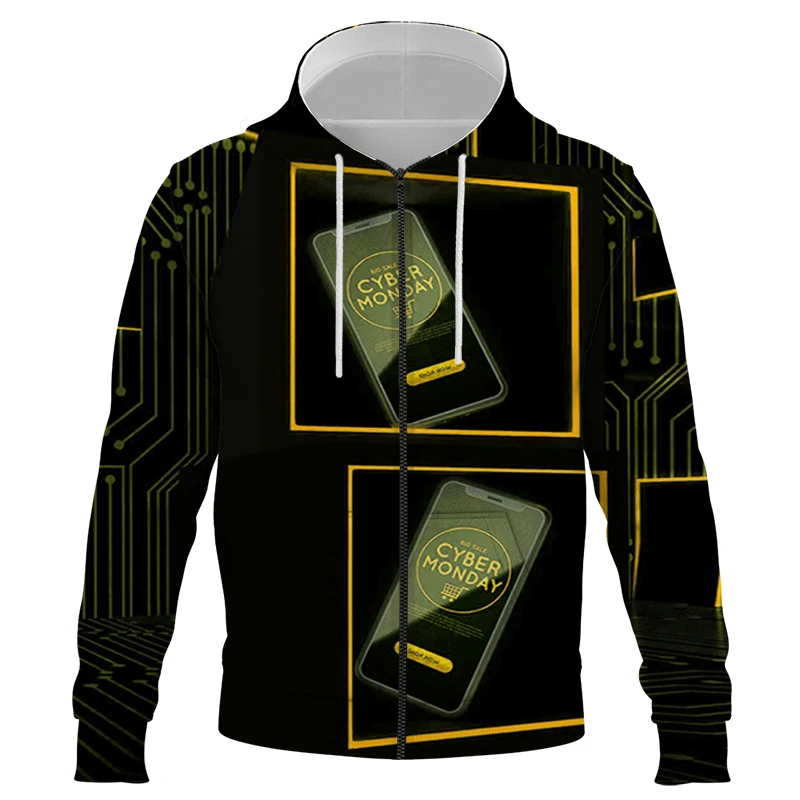Men's zipper Hoodies Long Sleeve Casual Printing Technology style Sweatshirt Hip Hop Pullover Sports Top Male Hooded Sweatshirt
Men's zipper Hoodies Long Sleeve Casual Printing Technology style Sweatshirt Hip Hop Pullover Sports Top Male Hooded Sweatshirt