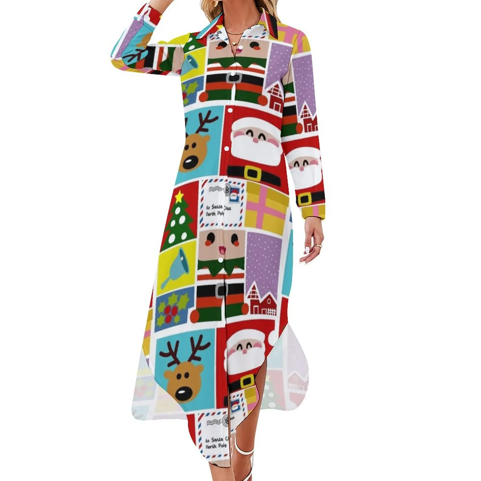 Xmas Pattern Long Sleeved Shirt Dress elegant dress wedding dresses for parties
Xmas Pattern Long Sleeved Shirt Dress elegant dress wedding dresses for parties