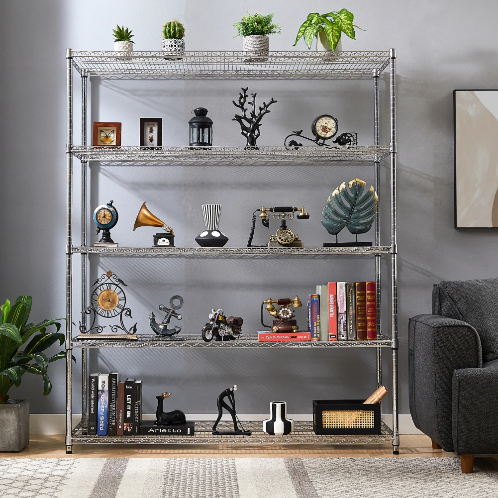 5-Tier Storage Shelves With Adjustable Feet Removable Shelves Moving Wheels Rust Proof Steel Storage Rack For Warehouse
5-Tier Storage Shelves With Adjustable Feet Removable Shelves Moving Wheels Rust Proof Steel Storage Rack For Warehouse