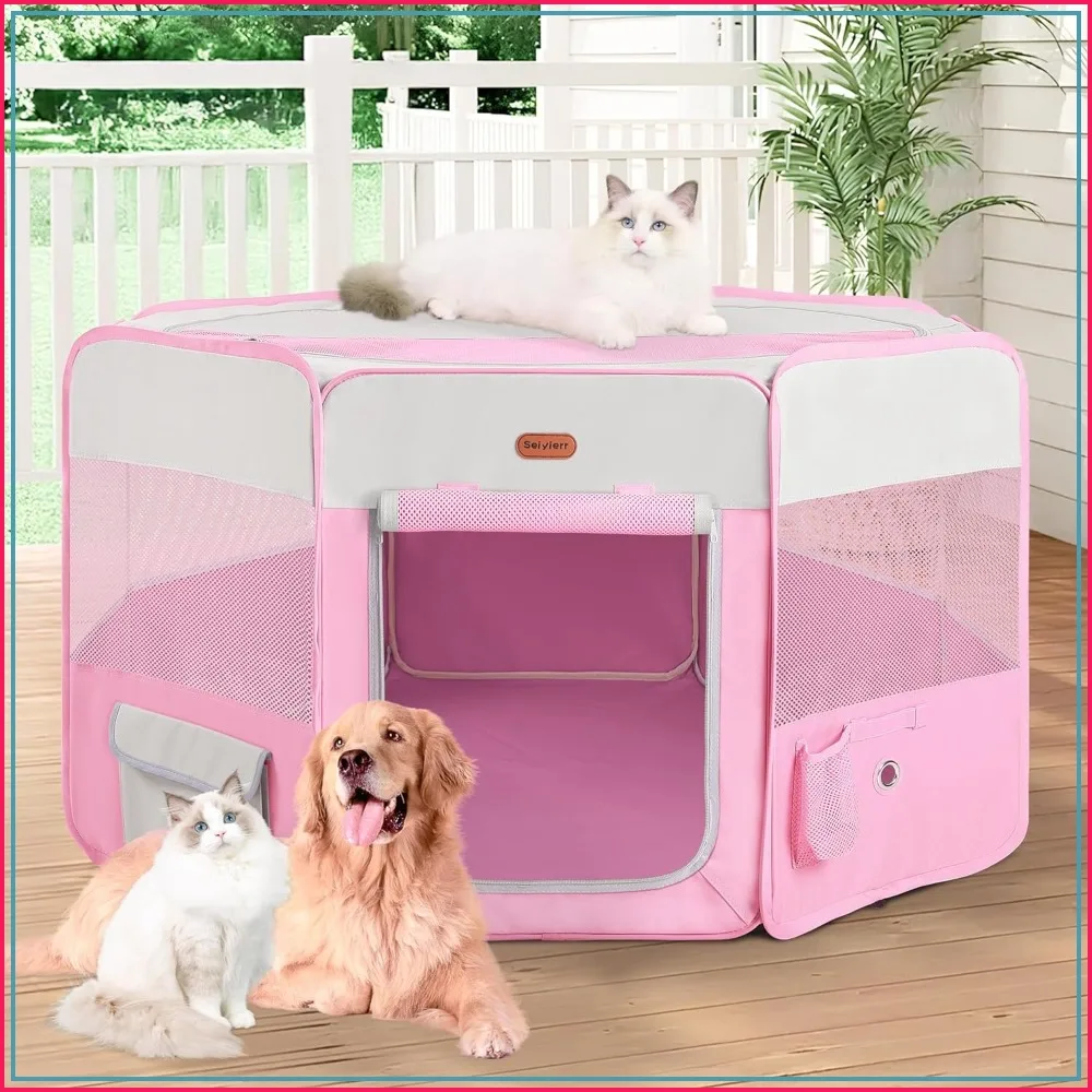Portable Dog Playpen with Removable Shade Cover, Foldable Pet Pen for Indoor/Outdoor Use, Small Cats & Puppies
Portable Dog Playpen with Removable Shade Cover, Foldable Pet Pen for Indoor/Outdoor Use, Small Cats & Puppies
