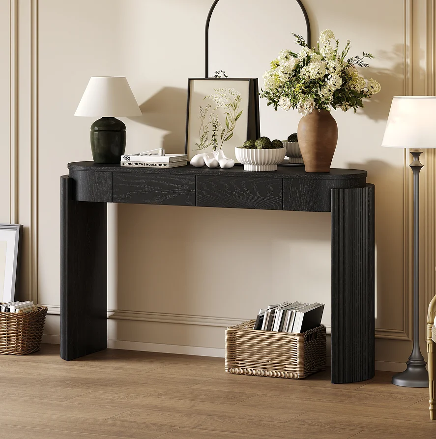 #Modern Entryway Console Table With Storage Solid Wood Construction Natural Wood Grain Finish And Fluted Design
#Modern Entryway Console Table With Storage Solid Wood Construction Natural Wood Grain Finish And Fluted Design