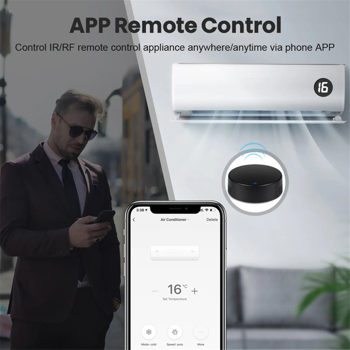 ИК-пульт дистанционного управления WiFi Tuya Smart RF Инфракрасный контроллер для умного дома для кондиционера Поддержка телевизора Smart
ИК-пульт дистанционного управления WiFi Tuya Smart RF Инфракрасный контроллер для умного дома для кондиционера Поддержка телевизора Smart