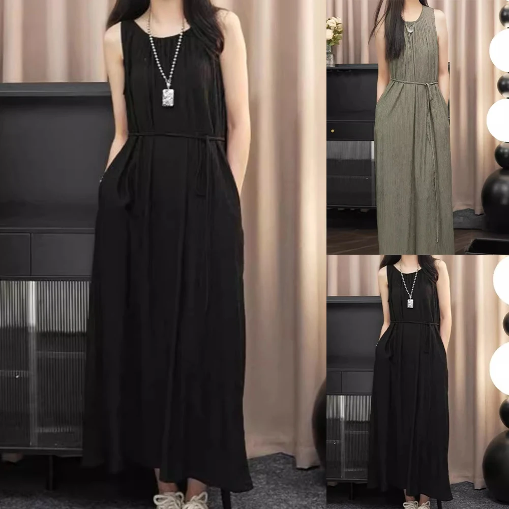 Women Casual Sleeveless Vest Dress Loose Pleated Solid Long Skirt Strap Dresses Streetwear Solid A-line Beach Sundress L-XL
Women Casual Sleeveless Vest Dress Loose Pleated Solid Long Skirt Strap Dresses Streetwear Solid A-line Beach Sundress L-XL