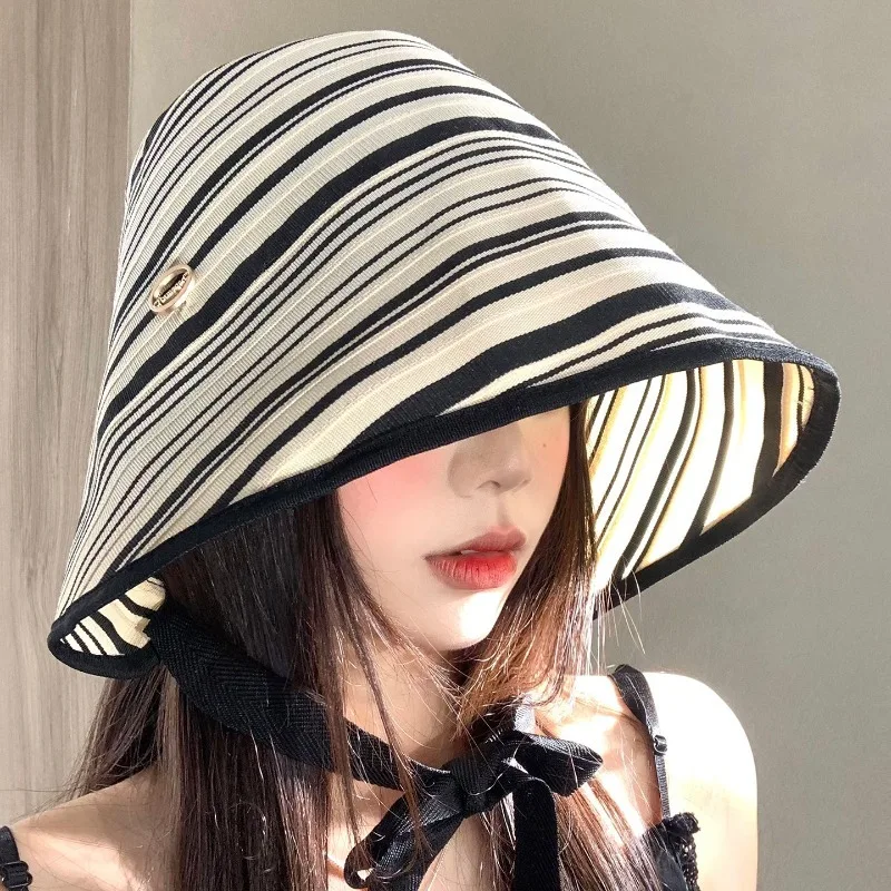 Japanese Large Brim Striped Bucket Hat Women's Spring and Summer Vacation Breathable and Versatile Shade Foldable Sun Caps
Japanese Large Brim Striped Bucket Hat Women's Spring and Summer Vacation Breathable and Versatile Shade Foldable Sun Caps