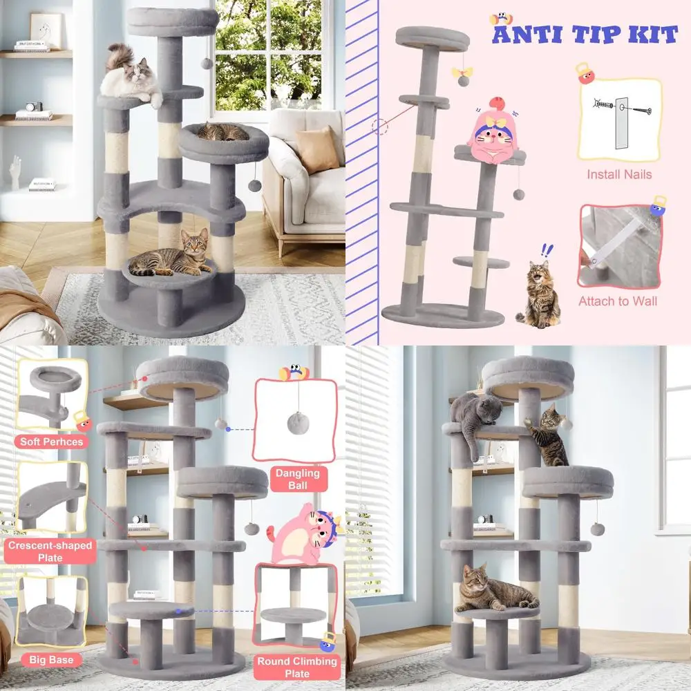 Домашний кошачий дерево-гриффель с плюшевыми перистойлками, многоуровневыми игровыми зонами, сизалевыми площадками для когтетрения, платформами в форме полумесяца, платформой для прыжков, подвесным мячом и...
Домашний кошачий дерево-гриффель с плюшевыми перистойлками, многоуровневыми игровыми зонами, сизалевыми площадками для когтетрения, платформами в форме полумесяца, платформой для прыжков, подвесным мячом и...