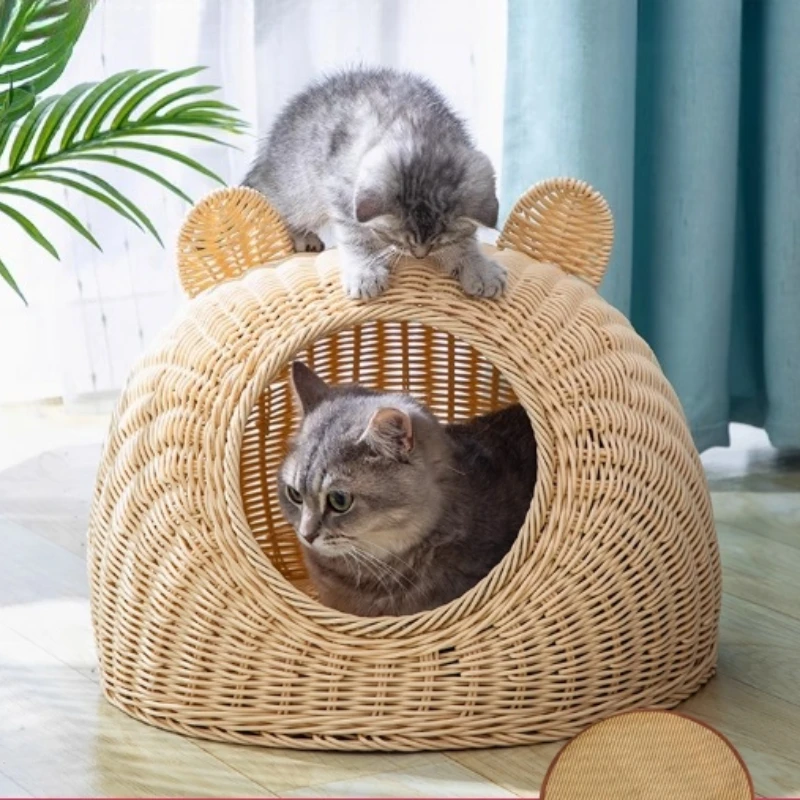 Japanese home Vine woven bed Cat hiding house Cat Cool Nest cushion Household Villa large dogs house outdoor accessories
Japanese home Vine woven bed Cat hiding house Cat Cool Nest cushion Household Villa large dogs house outdoor accessories