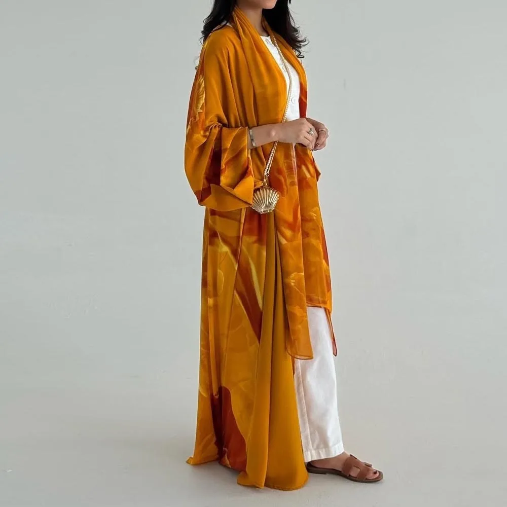 Summer Chiffon Dubai Open Abaya for Women, Slight Batwing Sleeves Muslim Kimono Abaya with Shawl Scarf, Party Islamic Clothing
Summer Chiffon Dubai Open Abaya for Women, Slight Batwing Sleeves Muslim Kimono Abaya with Shawl Scarf, Party Islamic Clothing