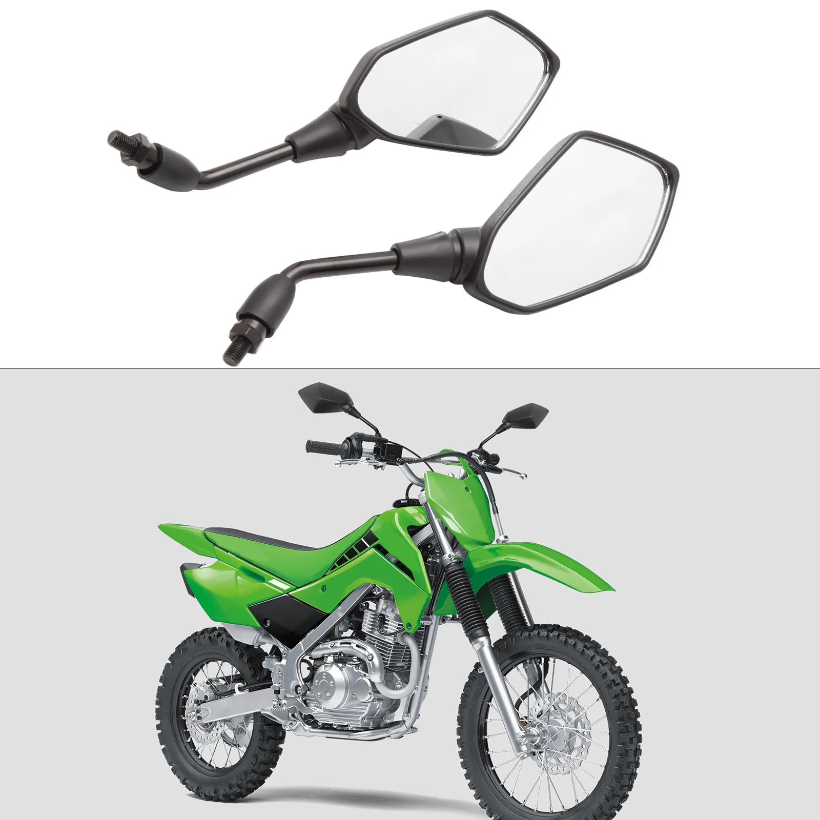 For Kawasaki KLR650 KLR250 KLX250 KLX110 Motorcycle Rearview Side Mirrors Black
For Kawasaki KLR650 KLR250 KLX250 KLX110 Motorcycle Rearview Side Mirrors Black