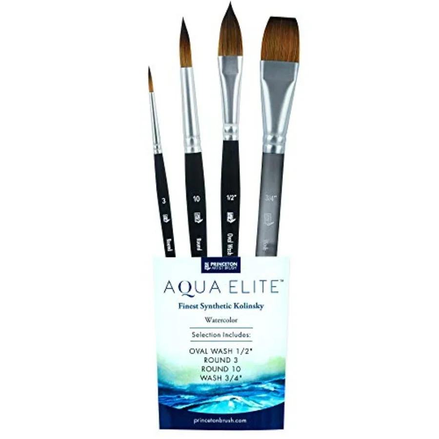 Artist Brush Co Aqua Elite 4850 Series - 4pc Watercolor Brush Set - Synthetic Watercolor Brushes Professional Kolinsky Sable Br
Artist Brush Co Aqua Elite 4850 Series - 4pc Watercolor Brush Set - Synthetic Watercolor Brushes Professional Kolinsky Sable Br