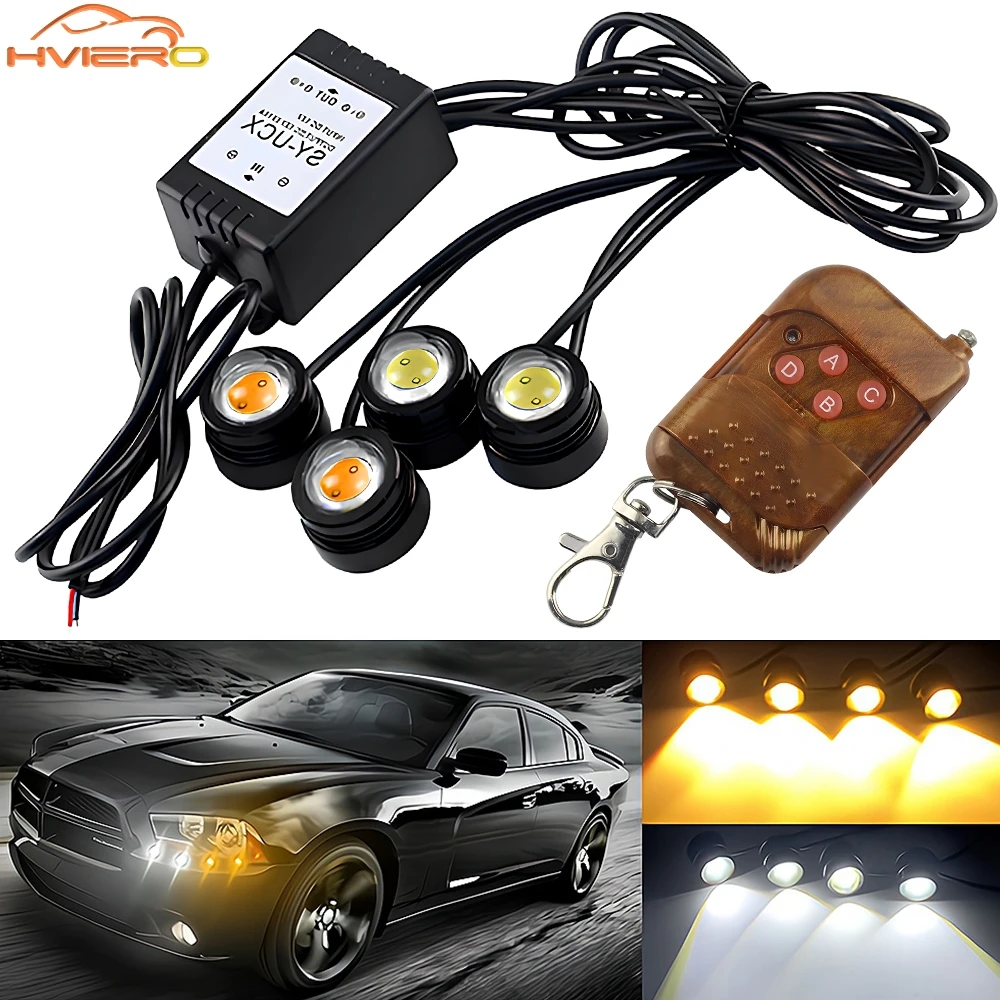 Car Eagle Eye Strobe Led 12v Drl Daytime Running Light Ultra Bright Wireless Remote Control for Truck Motorcycle Signal Fog Lamp
Car Eagle Eye Strobe Led 12v Drl Daytime Running Light Ultra Bright Wireless Remote Control for Truck Motorcycle Signal Fog Lamp
