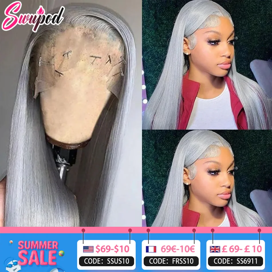 250% 36inch Silver Grey HD 13x6 Straight Lace Front Human Hair Wigs Pre Plucked 13x4 Transparen Frontal Wigs For Women Brazilian
250% 36inch Silver Grey HD 13x6 Straight Lace Front Human Hair Wigs Pre Plucked 13x4 Transparen Frontal Wigs For Women Brazilian