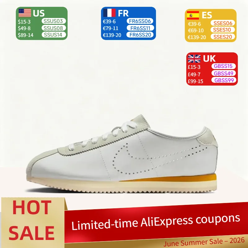 Nike Cortez: Minimalist, Versatile, Snug-Fitting, Cushioned, Non-Slip Low-Top Training Shoes for Women in White HQ1841-100
Nike Cortez: Minimalist, Versatile, Snug-Fitting, Cushioned, Non-Slip Low-Top Training Shoes for Women in White HQ1841-100