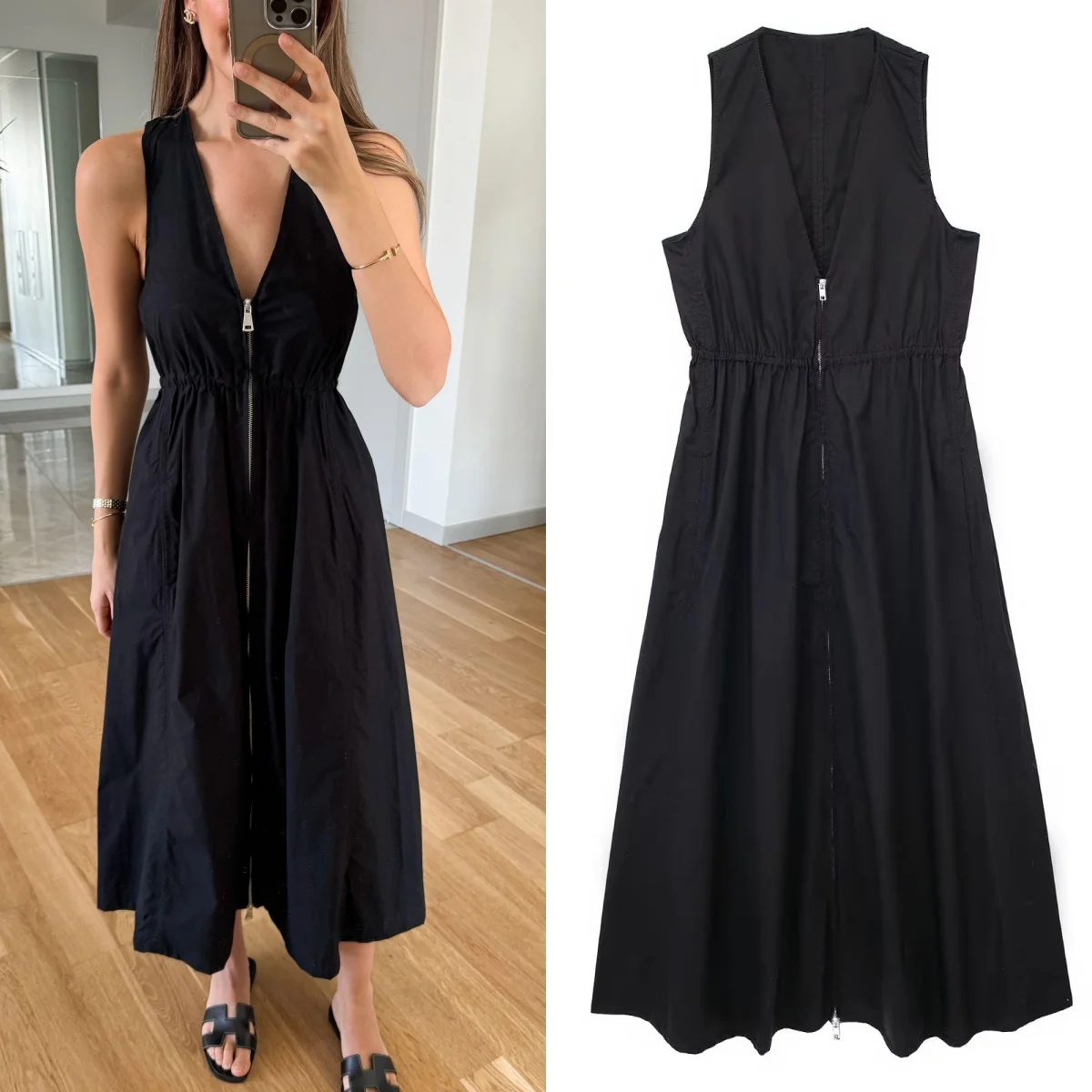 Women's V-neck Hollow Elegant Solid Color Maxi Dress Zipper Sleeveless Dress Fashion Party Dress 2024 Summer
Women's V-neck Hollow Elegant Solid Color Maxi Dress Zipper Sleeveless Dress Fashion Party Dress 2024 Summer