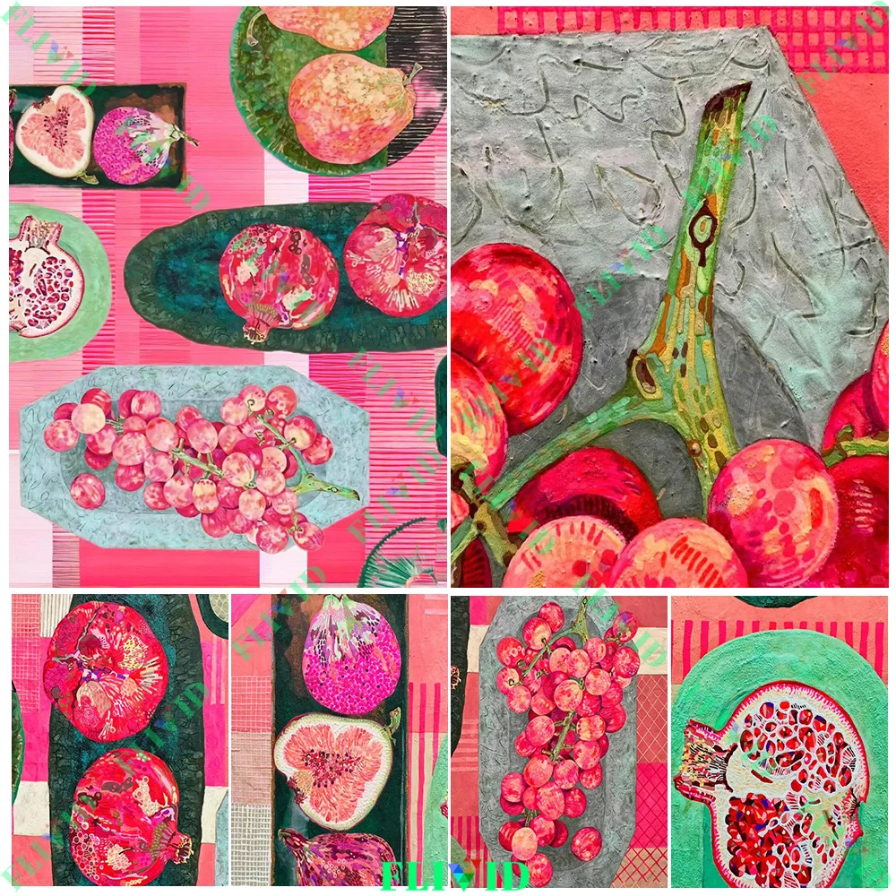 Vibrant Fruit - Themed Decorative Paintings Set: Pomegranate, Fig, Grape Art Prints for Kitchen & Living Room Wall Decor 
Vibrant Fruit - Themed Decorative Paintings Set: Pomegranate, Fig, Grape Art Prints for Kitchen & Living Room Wall Decor