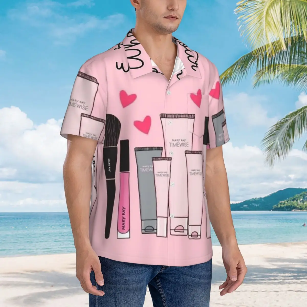 Mary Kay Hawaiian Shirts Casual Men Short Sleeve Shirt for Summer Beach Men's Lapel Tops
Mary Kay Hawaiian Shirts Casual Men Short Sleeve Shirt for Summer Beach Men's Lapel Tops