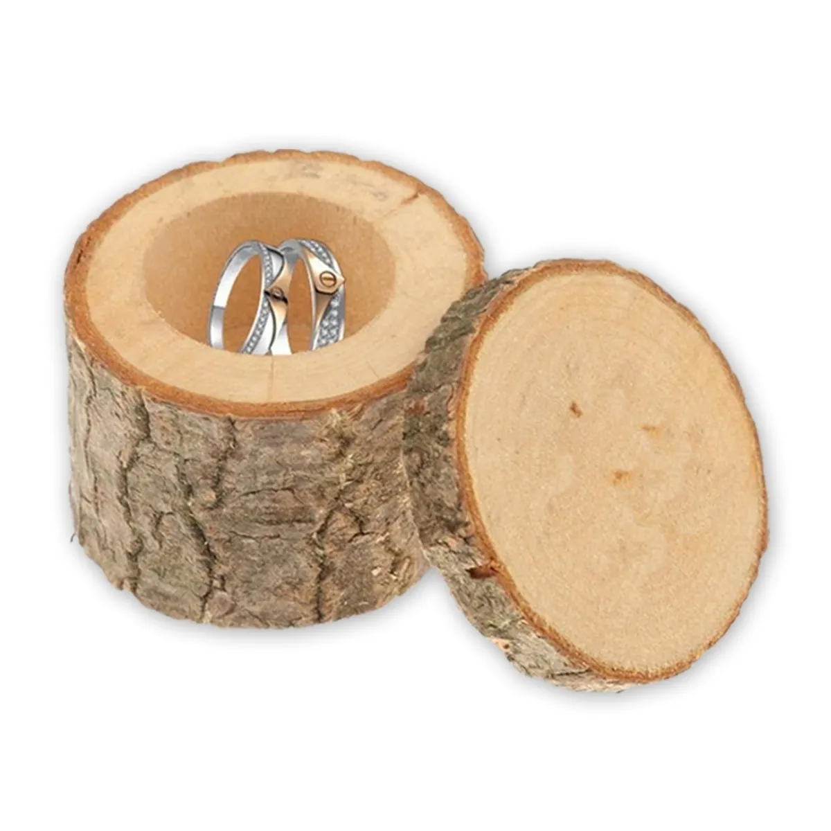 Rustic Wooden Ring Box Natural Original Tree Wood Vintage Shabby Chic Rough Bark Surface Smooth Interior for Wedding Engagement
Rustic Wooden Ring Box Natural Original Tree Wood Vintage Shabby Chic Rough Bark Surface Smooth Interior for Wedding Engagement