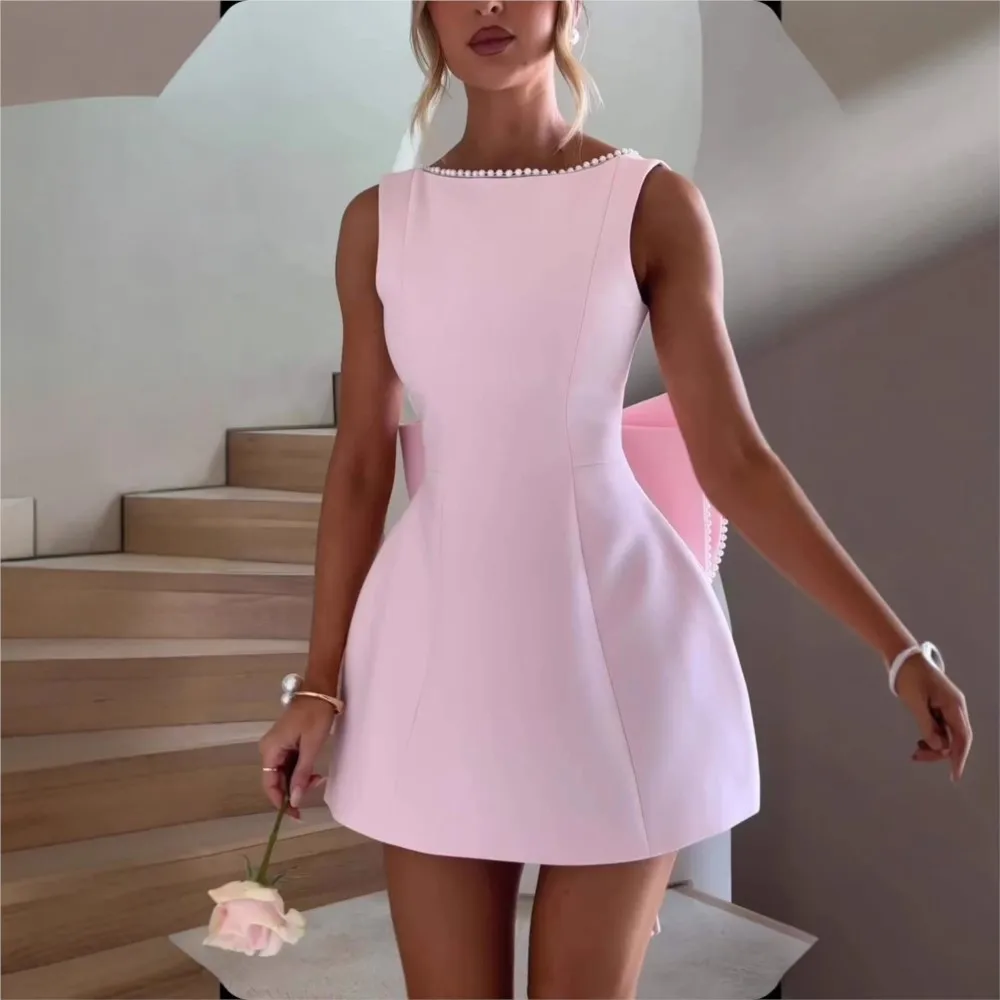 Pearl Bow Skirt Summer Women's Fashion Casual Round Neck Slim Sexy Sleeveless Backless A-line Dress Vestidos De Fiesta Elegantes
Pearl Bow Skirt Summer Women's Fashion Casual Round Neck Slim Sexy Sleeveless Backless A-line Dress Vestidos De Fiesta Elegantes