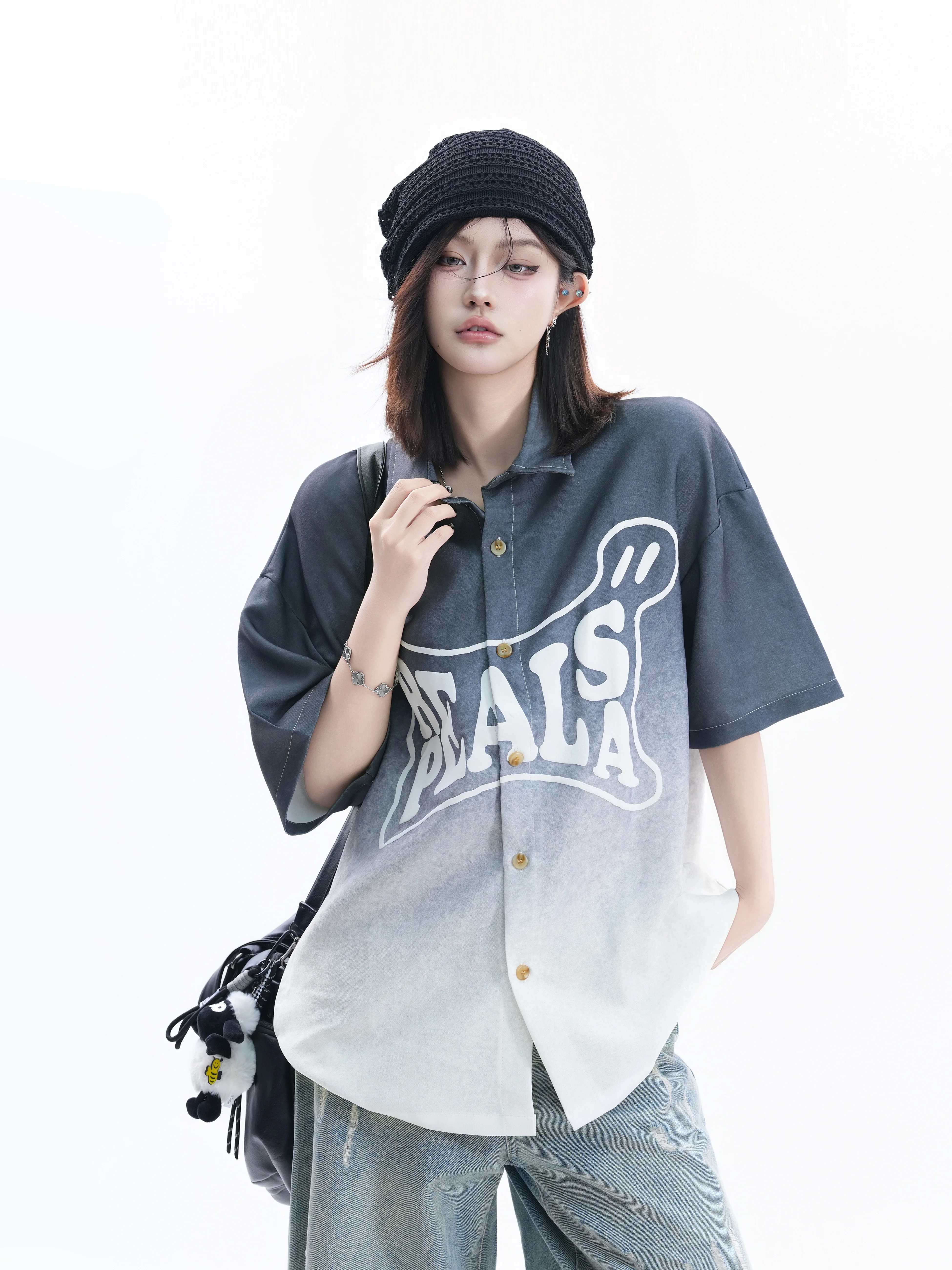 Small Ball American Gradient Foam Letter Short Sleeve Women's Summer Loose Couple Casual Shirt Polyester Fiber Print Casual S...
Small Ball American Gradient Foam Letter Short Sleeve Women's Summer Loose Couple Casual Shirt Polyester Fiber Print Casual S...