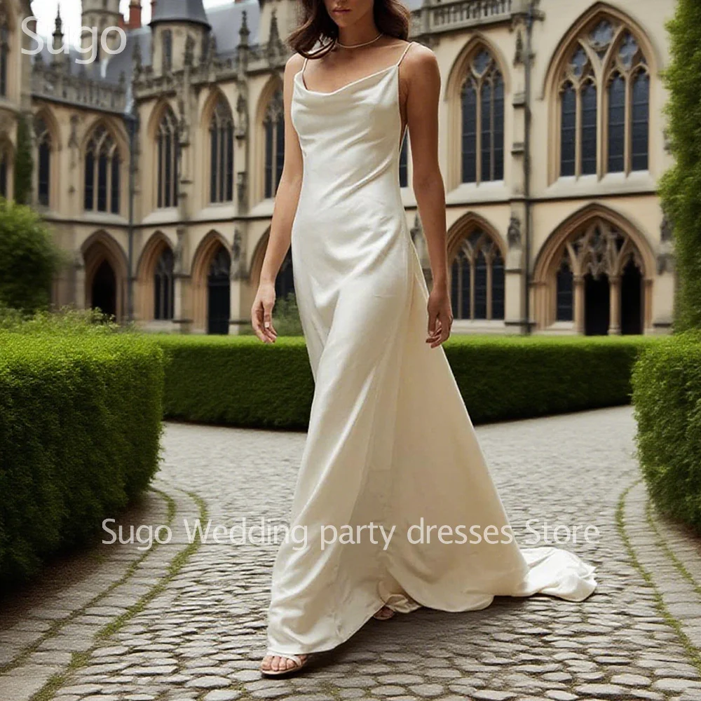Customized Simple Long Ivory Wedding Dresses Cowl-Neck Floor-Length Straight Brides Dress Women Vestidos De Novias Gowns 2025
Customized Simple Long Ivory Wedding Dresses Cowl-Neck Floor-Length Straight Brides Dress Women Vestidos De Novias Gowns 2025