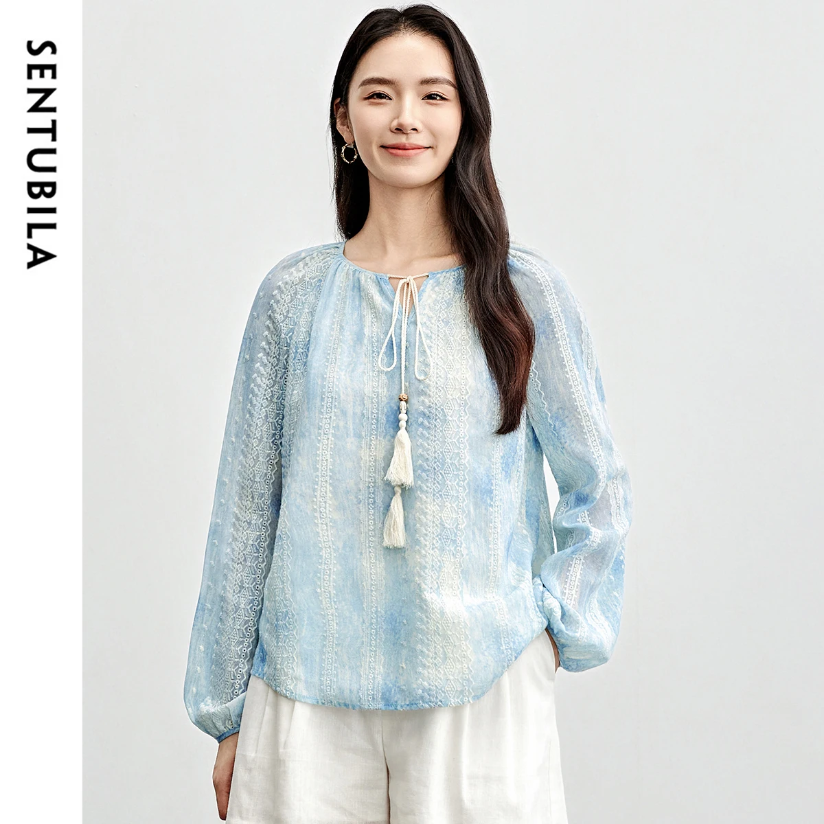 SENTUBILA Tie Dye Women's Blouses Chiffon Embroidery Tassels V Neck Long Sleeve Holiday Vacation Pullovers 2025 Spring 151V58261
SENTUBILA Tie Dye Women's Blouses Chiffon Embroidery Tassels V Neck Long Sleeve Holiday Vacation Pullovers 2025 Spring 151V58261