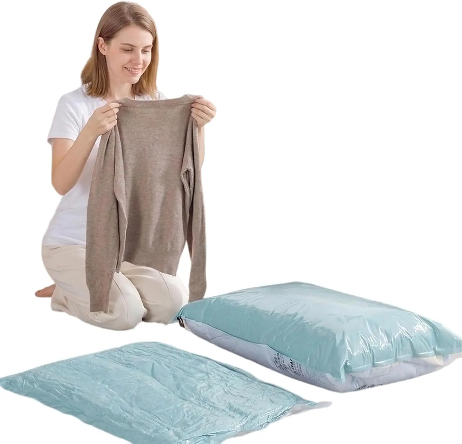 Vacuum Storage Bags 6 Pack Flat Space Saver with Hand Press, Small and Medium for Clothes Towels Sweaters, Airtight Reusable
Vacuum Storage Bags 6 Pack Flat Space Saver with Hand Press, Small and Medium for Clothes Towels Sweaters, Airtight Reusable