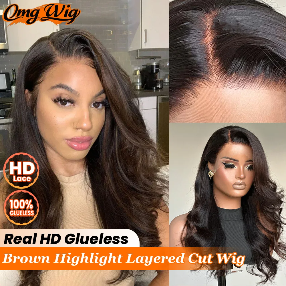 7x5 Real HD Glueless Lace Brown Highlight Body Wave Wig 5X5/4X4 Wear & Go Side Part Layered Cut Wavy Wig With Natural Hairline
7x5 Real HD Glueless Lace Brown Highlight Body Wave Wig 5X5/4X4 Wear & Go Side Part Layered Cut Wavy Wig With Natural Hairline