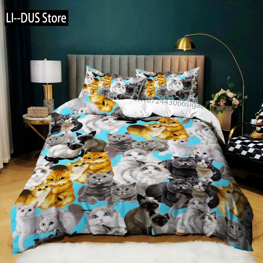 Cartoon Cat Duvet Cover Set Queen Size Cute Kitten Soft Bedding Set For Boy Girl Microfiber Lovely Cat Pattern Comforter Cover
Cartoon Cat Duvet Cover Set Queen Size Cute Kitten Soft Bedding Set For Boy Girl Microfiber Lovely Cat Pattern Comforter Cover