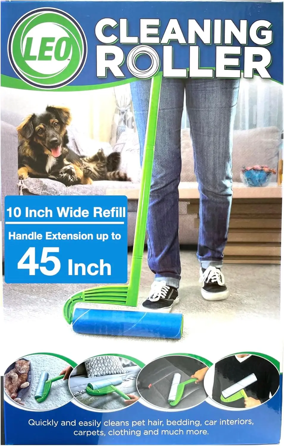 10-Inch Wide Lint Roller with Extendable Handle, Extra Sticky for Pet Hair & Floor Cleaning, 1 Refill
10-Inch Wide Lint Roller with Extendable Handle, Extra Sticky for Pet Hair & Floor Cleaning, 1 Refill