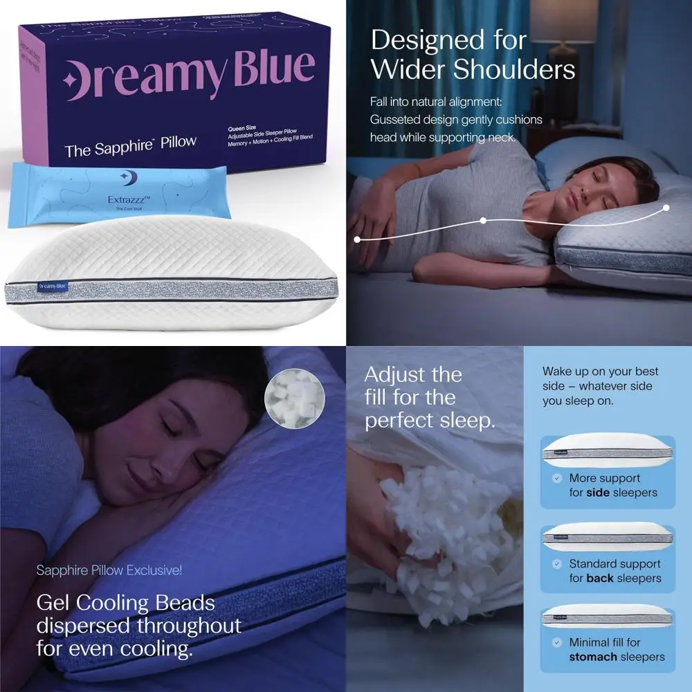 Роскошная сапфировая подушка с регулируемым лофтом, измельченной пеной с эффектом памяти и охлаждающими бусинами — идеально подходит для боковых снастей
Роскошная сапфировая подушка с регулируемым лофтом, измельченной пеной с эффектом памяти и охлаждающими бусинами — идеально подходит для боковых снастей