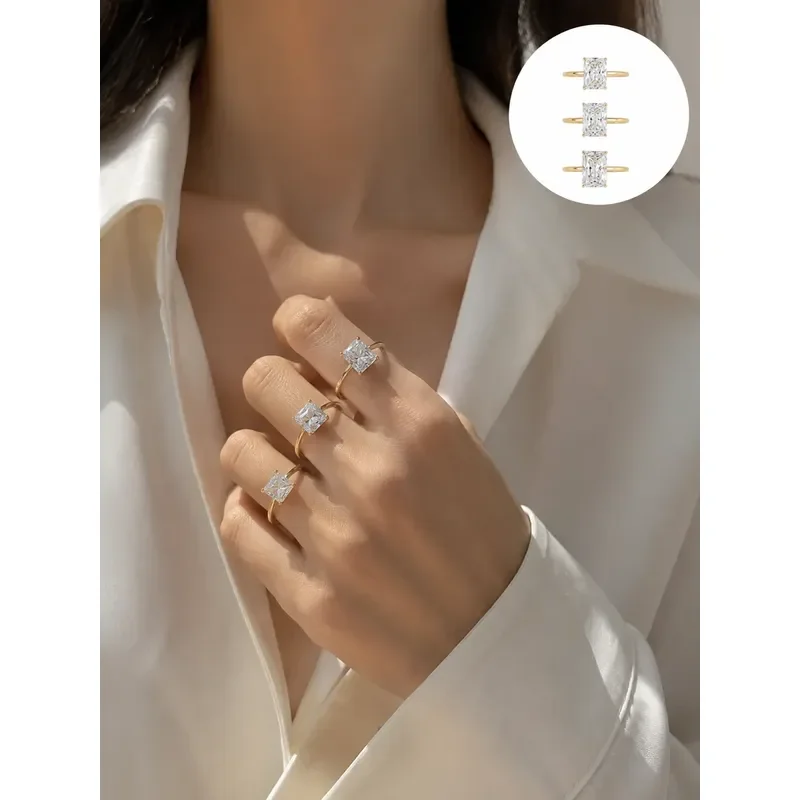 925 Sterling Silver Rectangular Zircon Ring for Women for Engagement Wedding Anniversary Gift Luxury Shiny Hypoallergenic
925 Sterling Silver Rectangular Zircon Ring for Women for Engagement Wedding Anniversary Gift Luxury Shiny Hypoallergenic