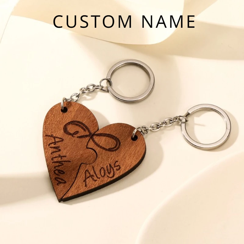 A Pair Custom Wooden Heart Couples Keychain Engrave Wood Keyring for Lovers Valentine's Day Key Chains Rings Souvenir Set Gifts
A Pair Custom Wooden Heart Couples Keychain Engrave Wood Keyring for Lovers Valentine's Day Key Chains Rings Souvenir Set Gifts