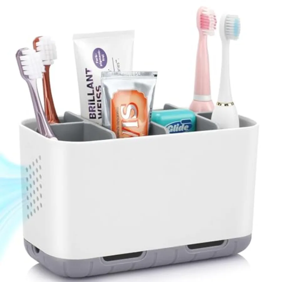 Toothbrush and Toothpaste Holder Drainage for Bathroom Countertop with Adjustable Dividers, Large Toothpaste Caddy Organizer St
Toothbrush and Toothpaste Holder Drainage for Bathroom Countertop with Adjustable Dividers, Large Toothpaste Caddy Organizer St