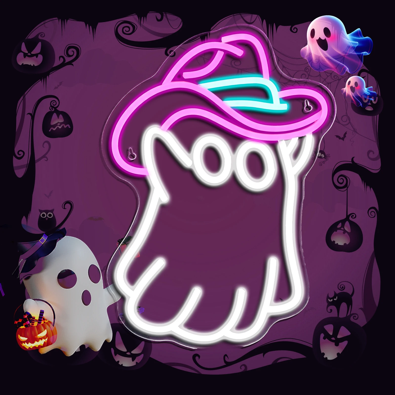 Cowboy Hat Spooky Ghost Neon Signs For Wall Decor Halloween Decoration Children's Bedroom Party Room Decor Sign Gifts USB Lamp
Cowboy Hat Spooky Ghost Neon Signs For Wall Decor Halloween Decoration Children's Bedroom Party Room Decor Sign Gifts USB Lamp