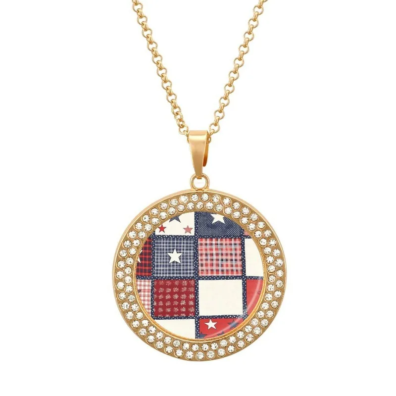 Simple pendant, star strip flag, collarbone chain, round personality , same necklace for men and women
Simple pendant, star strip flag, collarbone chain, round personality , same necklace for men and women