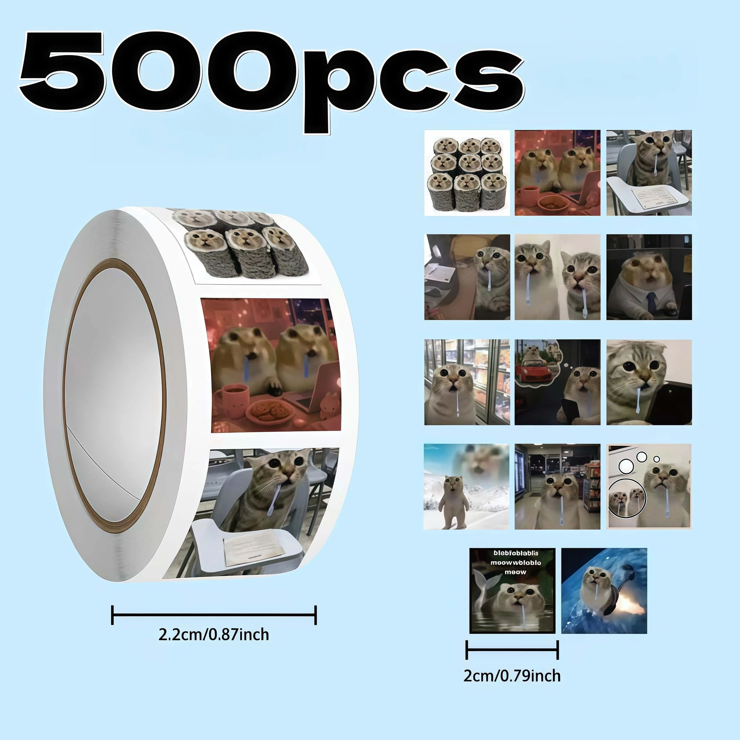 500Pcs Funny Meme Cat Sticker Roll, Weird Saliva Cat Meme Round Labels for Package Sealing Journal Scrapbook DIY Decor
500Pcs Funny Meme Cat Sticker Roll, Weird Saliva Cat Meme Round Labels for Package Sealing Journal Scrapbook DIY Decor