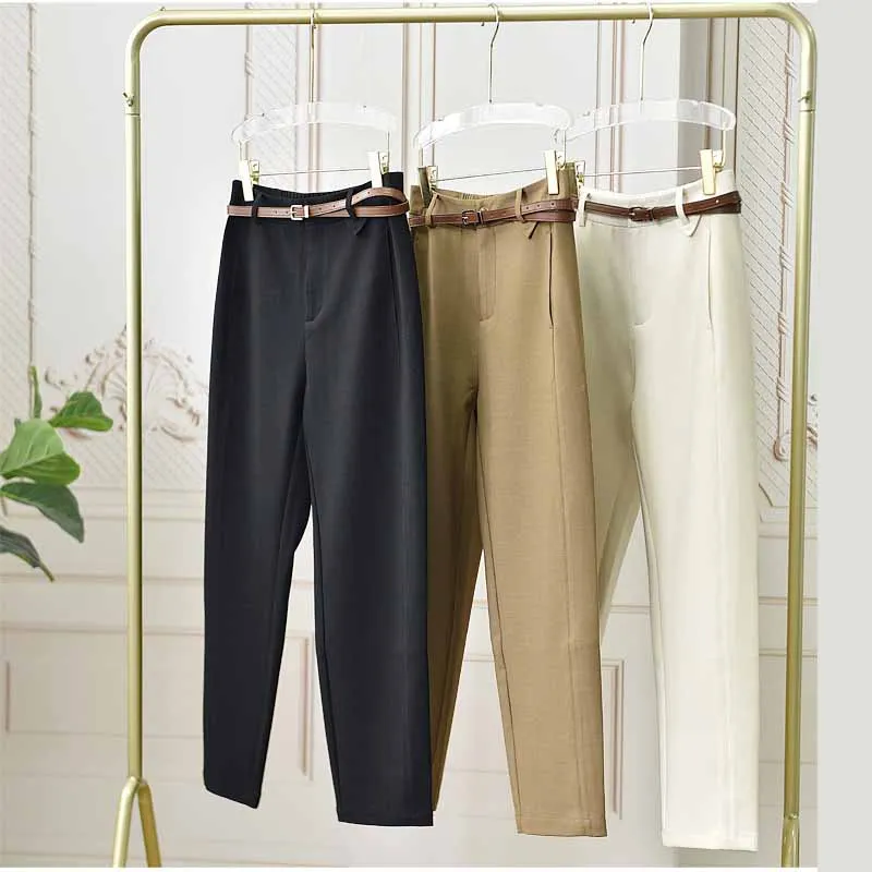 Women's Straight Leg Trousers Commuting High Waist Solid Color Ankle-Length Pants Spring Autumn Women's With Belt
Women's Straight Leg Trousers Commuting High Waist Solid Color Ankle-Length Pants Spring Autumn Women's With Belt