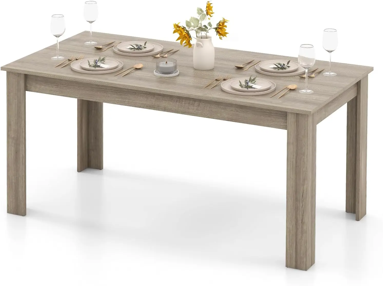 63-Inch Dining Table for 4-6 People, Rectangular Wooden Kitchen Table, L-Shaped Legs, 330 LBS Weight Capacity,
63-Inch Dining Table for 4-6 People, Rectangular Wooden Kitchen Table, L-Shaped Legs, 330 LBS Weight Capacity,