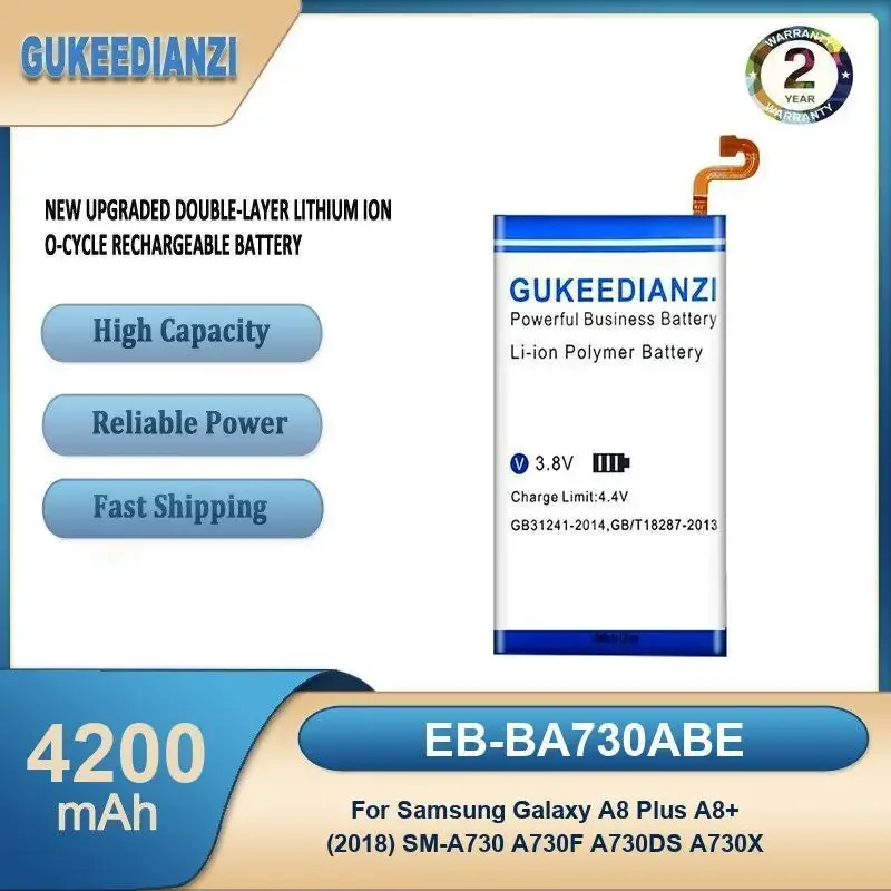 EB-BA730ABE 4200mAh High Capacity Mobile Phone Battery For Samsung Galaxy A8 Plus A8+ (2018) SM-A730 A730F A730DS A730X
EB-BA730ABE 4200mAh High Capacity Mobile Phone Battery For Samsung Galaxy A8 Plus A8+ (2018) SM-A730 A730F A730DS A730X