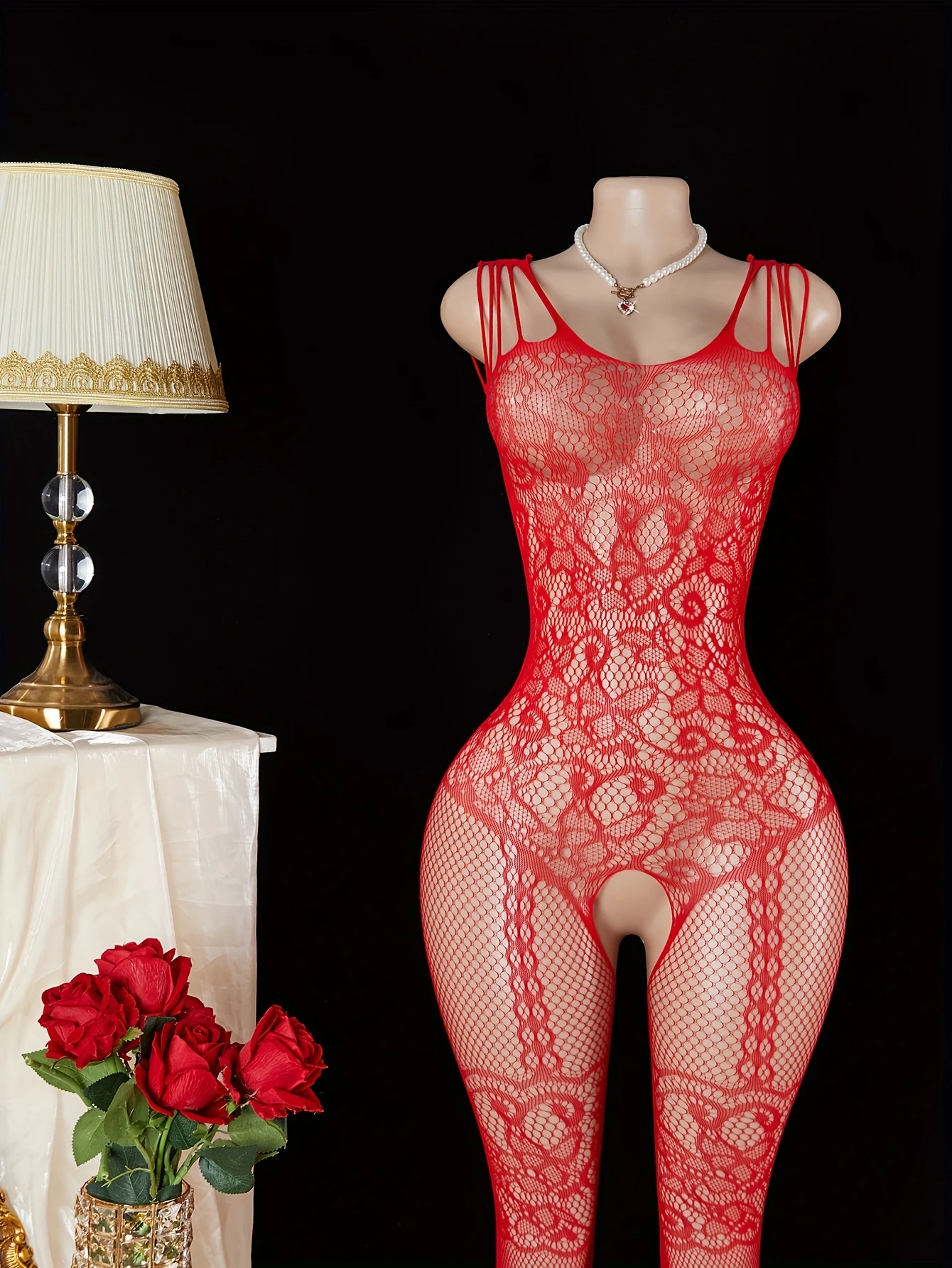 Sexy Red Fishnet Leggings, Women's Sexy Lingerie, Open Crotch Design, Solid Color, Close-fitting, Romantic Valentine's Day Gift 
Sexy Red Fishnet Leggings, Women's Sexy Lingerie, Open Crotch Design, Solid Color, Close-fitting, Romantic Valentine's Day Gift