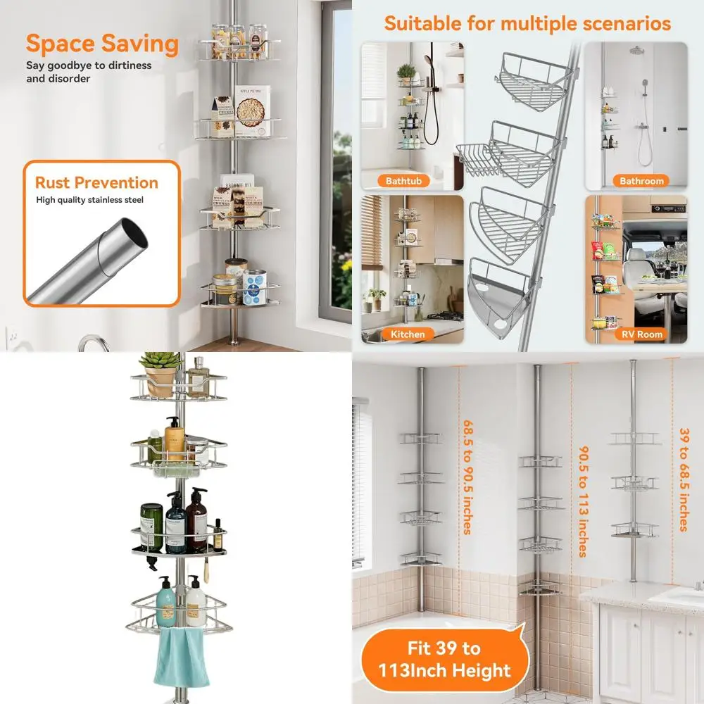 Регулируемая 4-х уровневая душевая кабина с натяжным полюсом, нержавеющая, 25-125 дюймов, серебристая
Регулируемая 4-х уровневая душевая кабина с натяжным полюсом, нержавеющая, 25-125 дюймов, серебристая